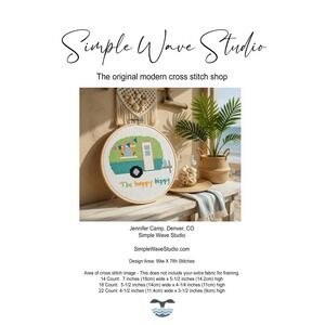 The Happy Hippy RV Camping Camper Camp Counted Cross Stitch Pattern Chart